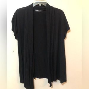 ECLA Women's Solid Short Sleeve Open Front Draped Cardigan